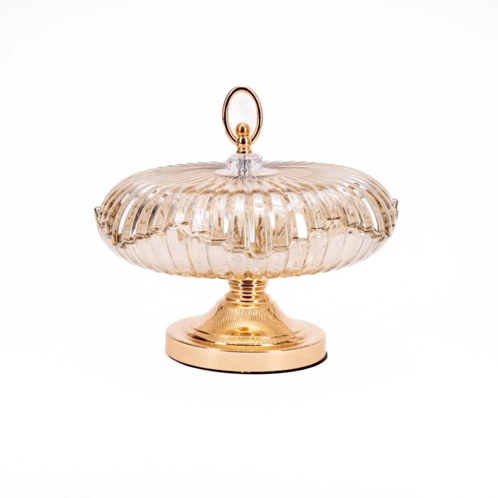 BARATTOLO DECORATIVO VETRO COPERCHIO ORO